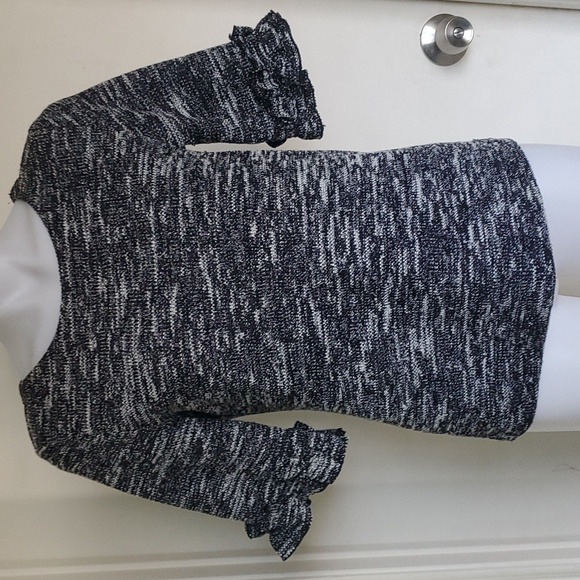 Banana Republic Tops - Banana Republic Boucle Ruffle Tweed Top Size Medium Indigo Navy Career